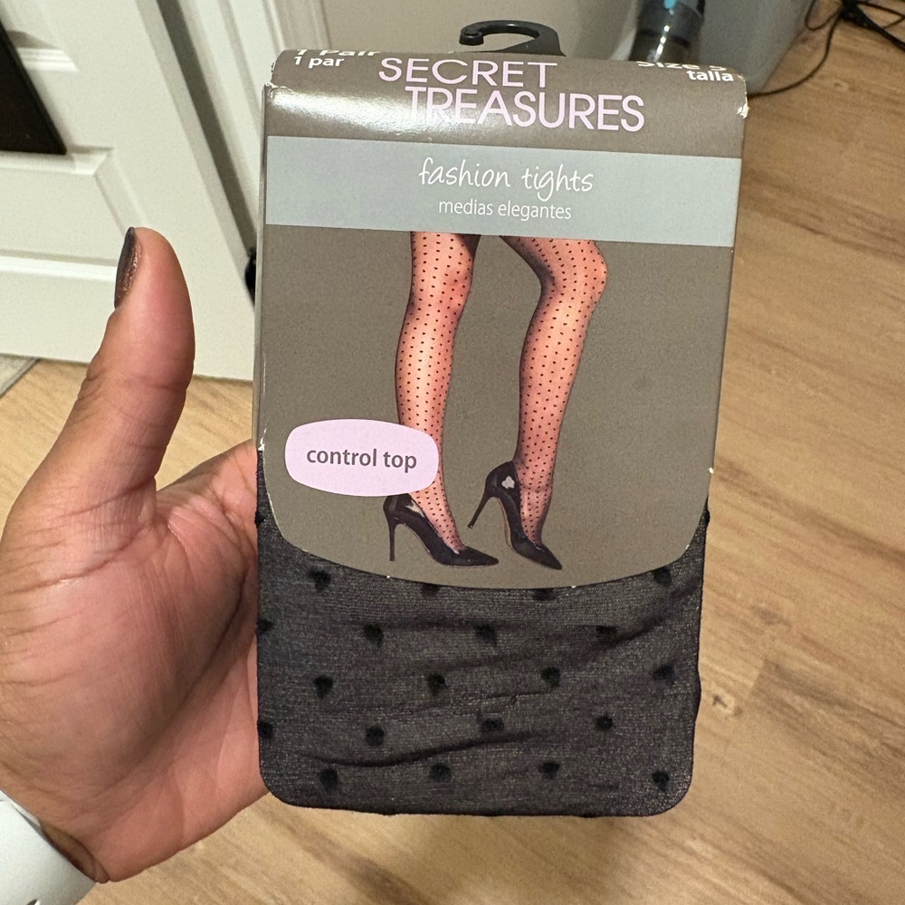 Secret Treasures Black Polka Dot Tights. Size 5